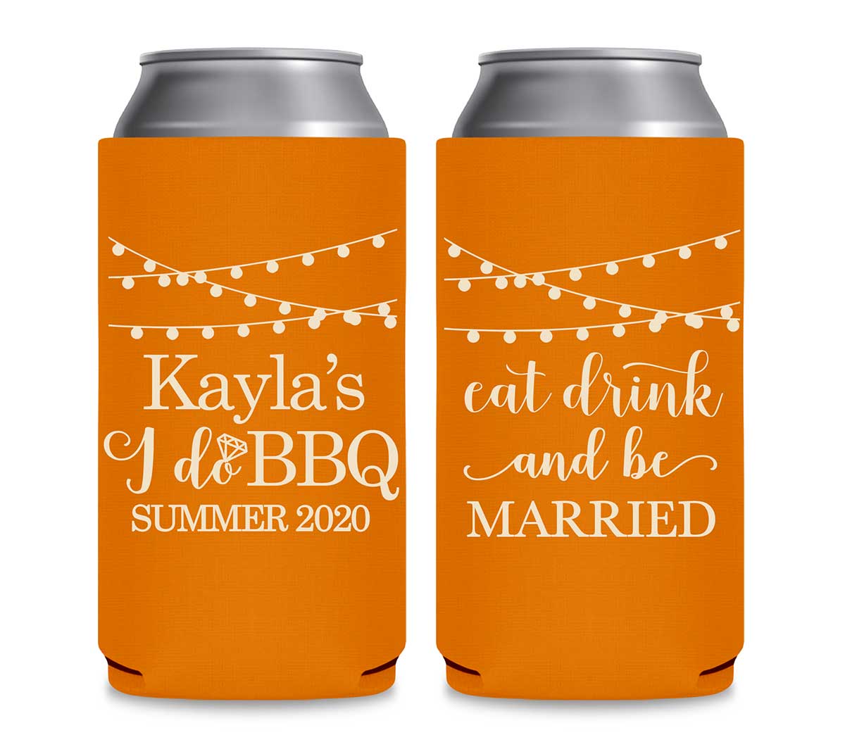I Do BBQ 2A Eat Drink Be Married Foldable 12 oz Slim Can Koozies Wedding Gifts for Guests