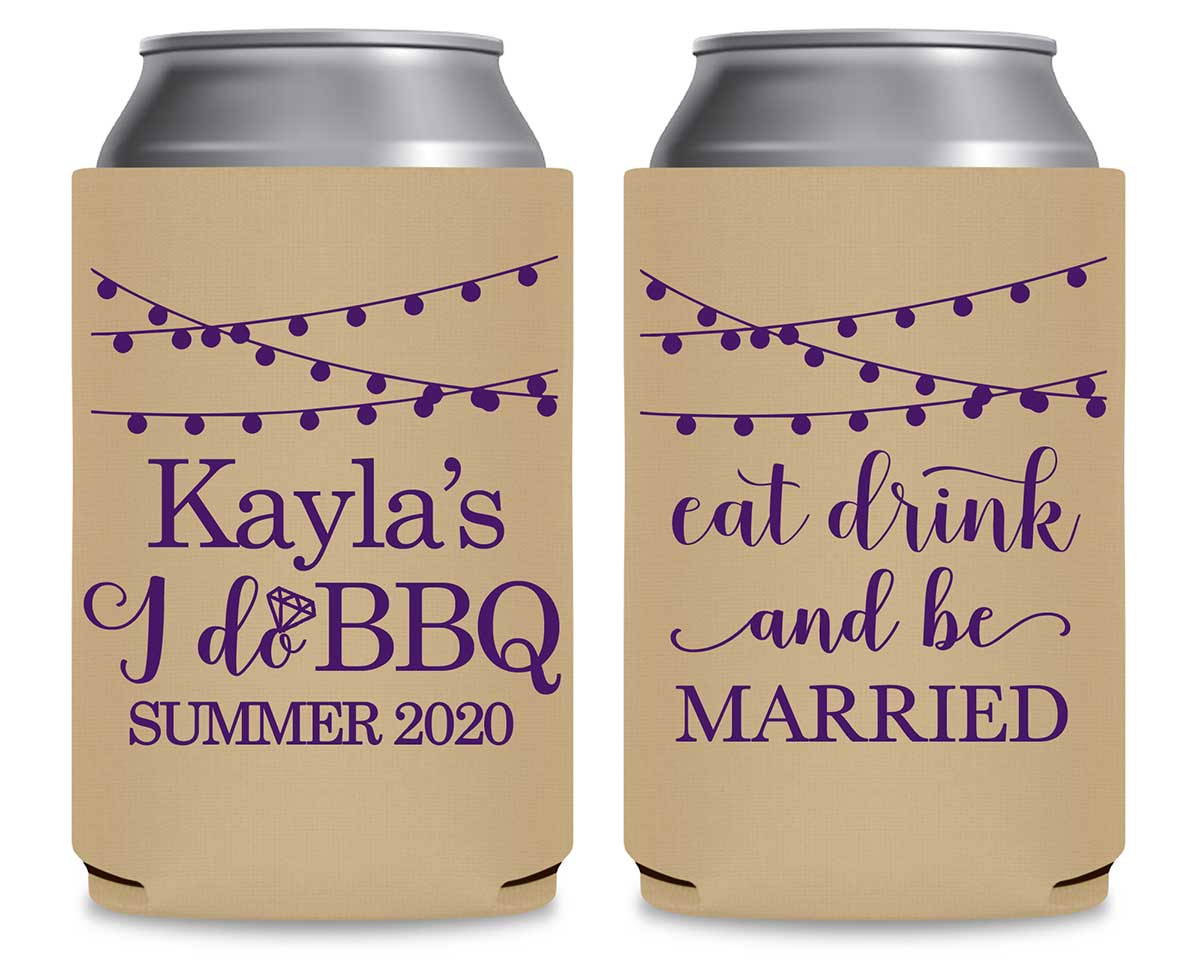 I Do BBQ 2A Eat Drink Be Married Foldable Can Koozies Wedding Gifts for Guests