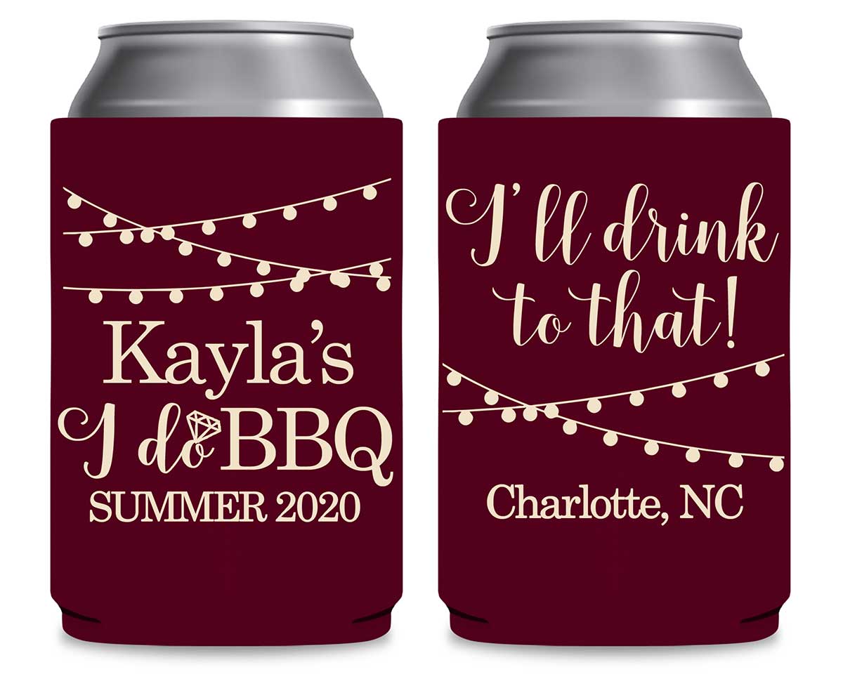 I Do BBQ 2B I'll Drink To That Foldable Can Koozies Wedding Gifts for Guests