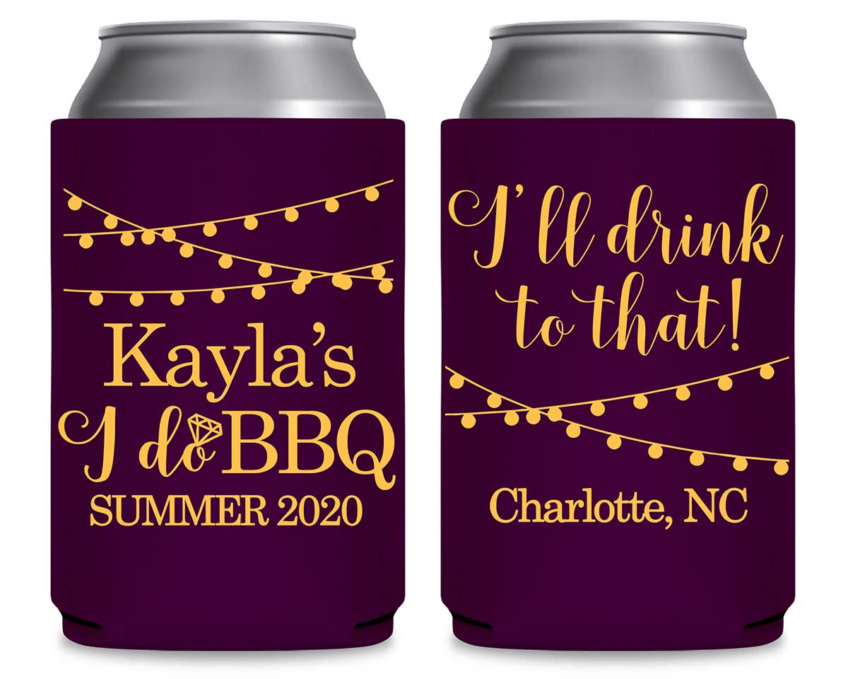 I Do BBQ 2B I'll Drink To That Foldable Can Koozies Wedding Gifts for Guests