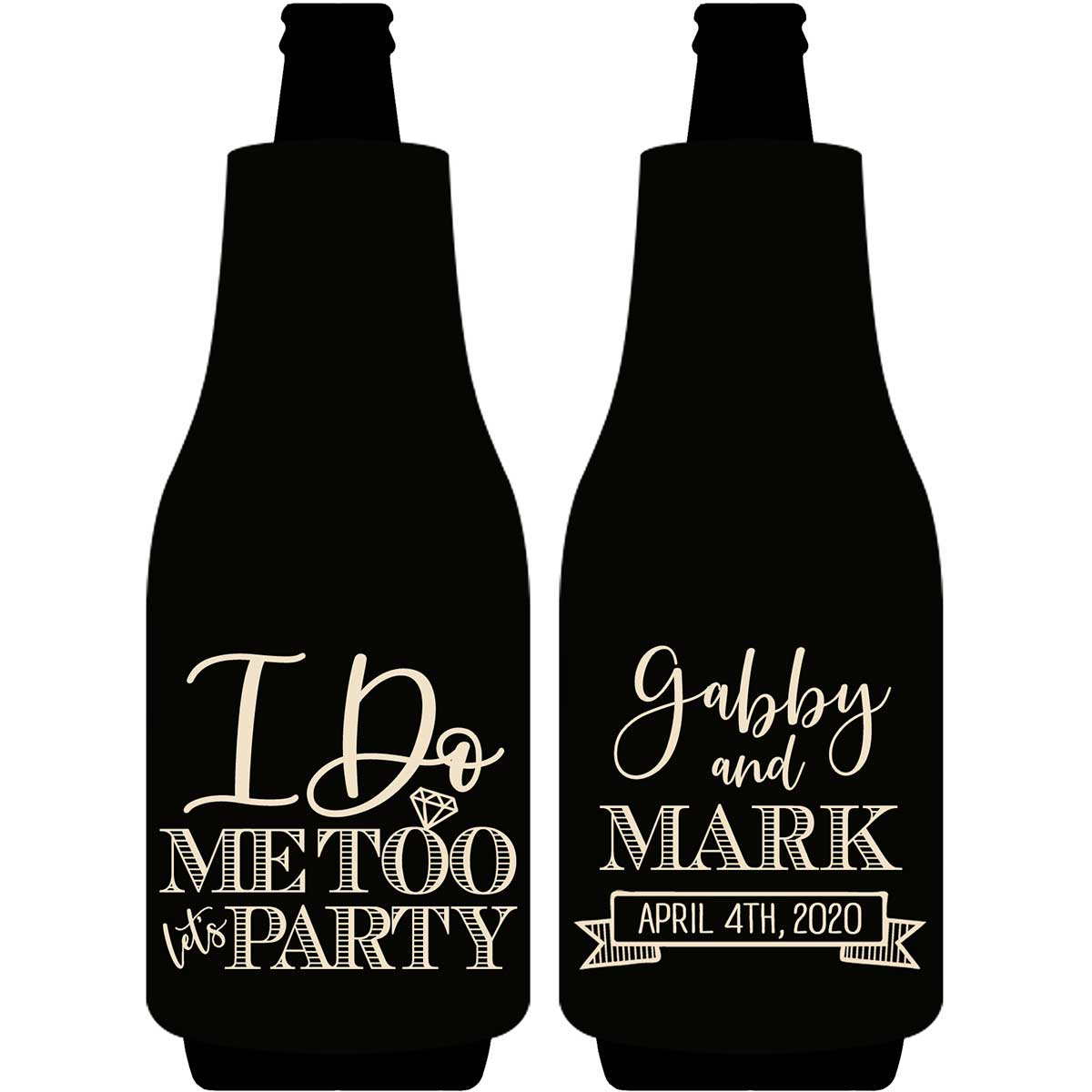 I Do Me Too Let's Party 1A Foldable Bottle Sleeve Koozies Wedding Gifts for Guests