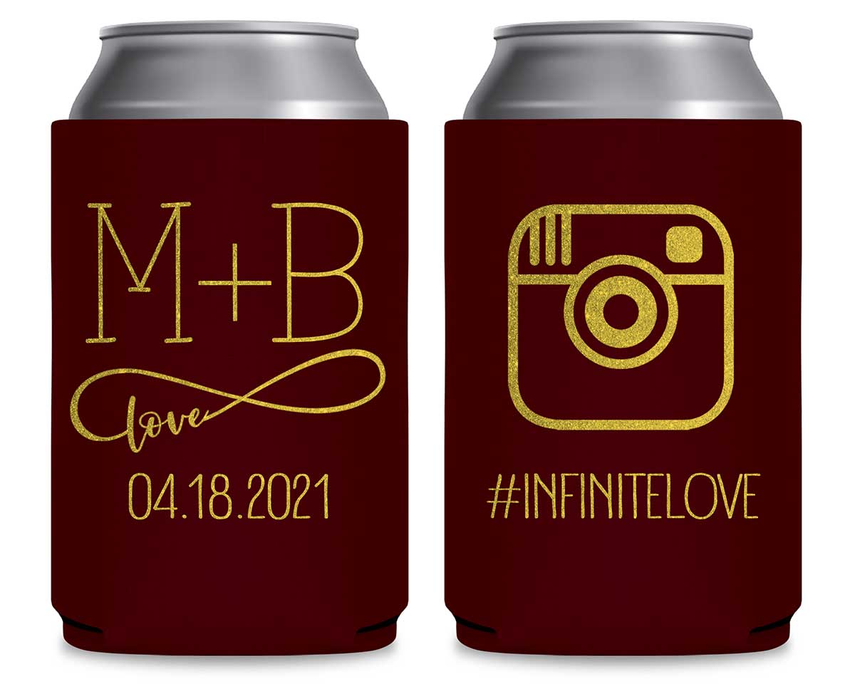 Infinite Love 1B Instagram Hashtag Foldable Can Koozies Wedding Gifts for Guests