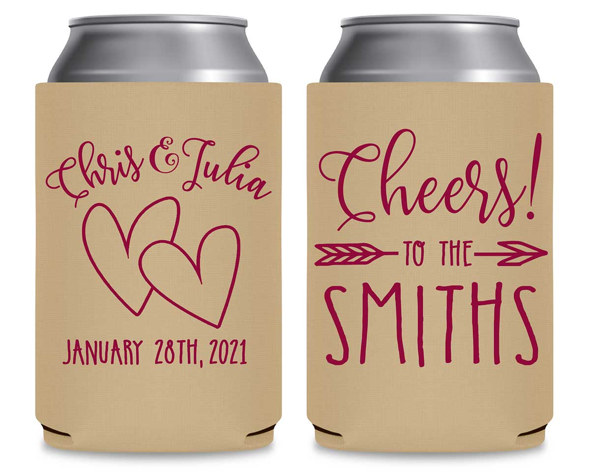 Intertwined Hearts 4B Cheers Foldable Can Koozies Wedding Gifts for Guests