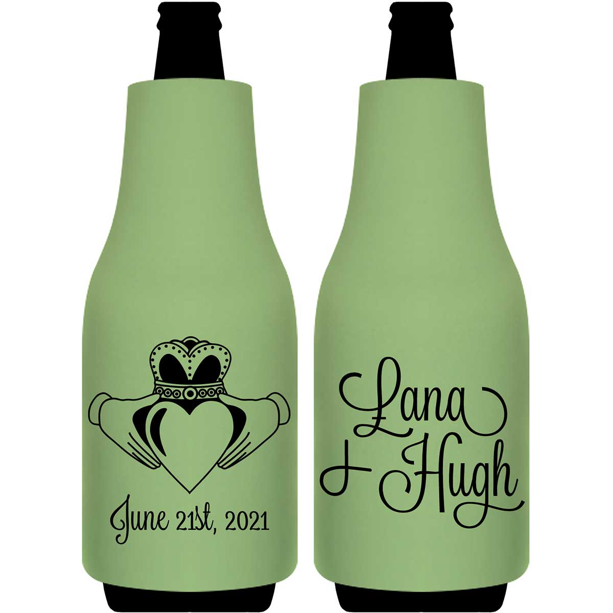 Ireland Love 1A Claddagh Foldable Bottle Sleeve Koozies Wedding Gifts for Guests