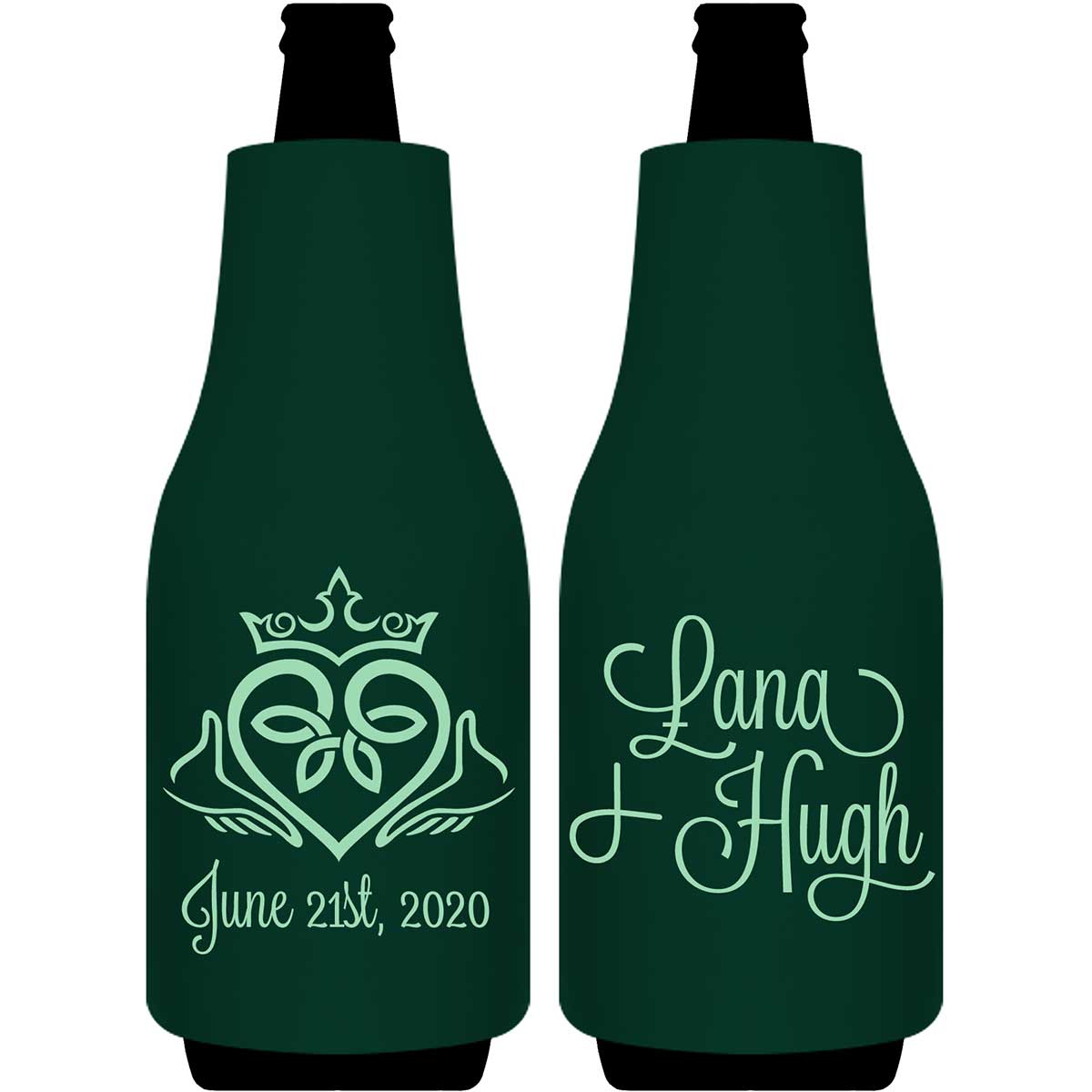 Ireland Love 1B Claddagh Foldable Bottle Sleeve Koozies Wedding Gifts for Guests