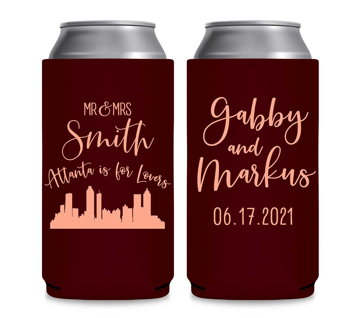 Just For Lovers 1A Any City Skyline Foldable 12 oz Slim Can Koozies Wedding Gifts for Guests