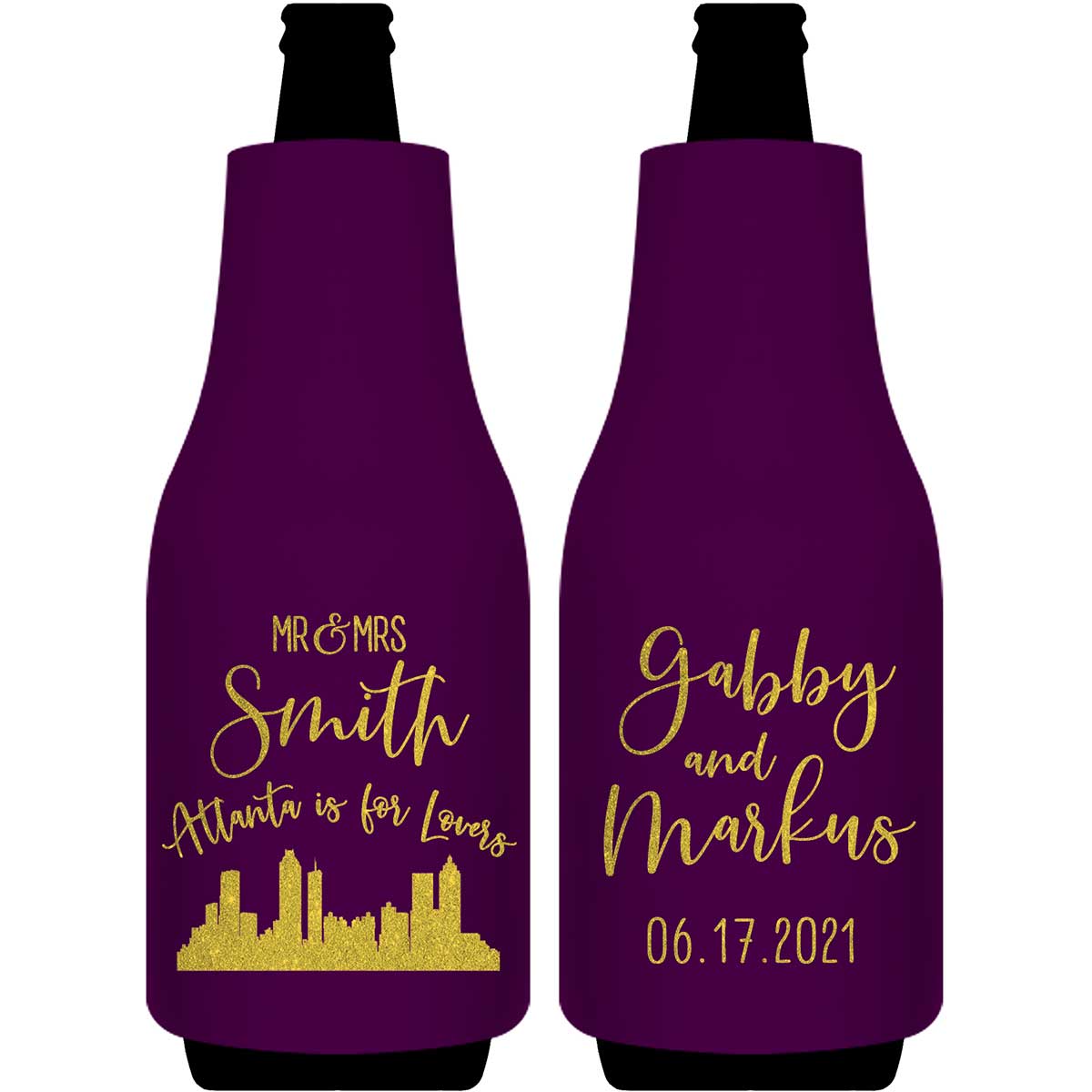 Just For Lovers 1A Any City Skyline Foldable Bottle Sleeve Koozies Wedding Gifts for Guests