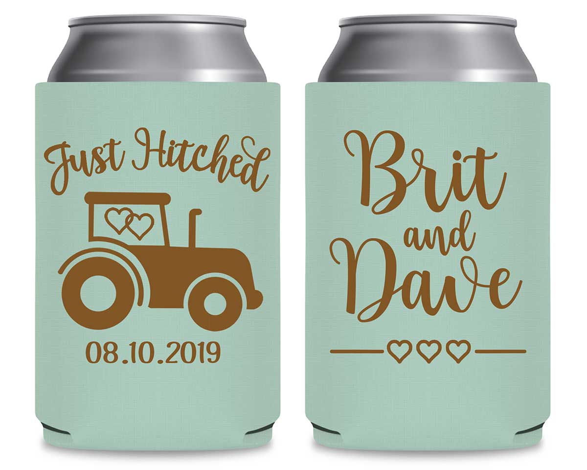 Just Hitched 1A Tractor Design Foldable Can Koozies Wedding Gifts for Guests