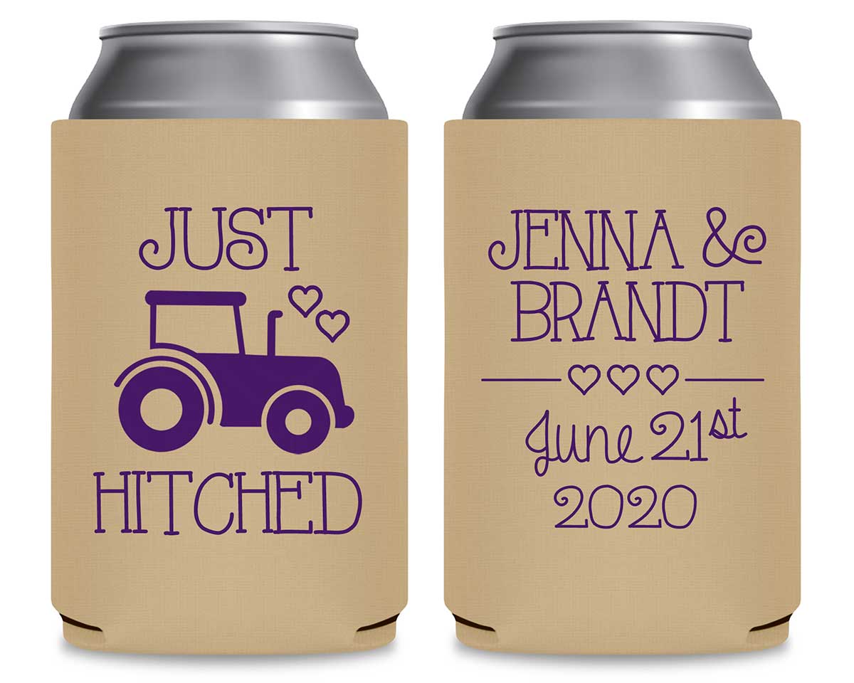 Just Hitched 1B Tractor Design Foldable Can Koozies Wedding Gifts for Guests