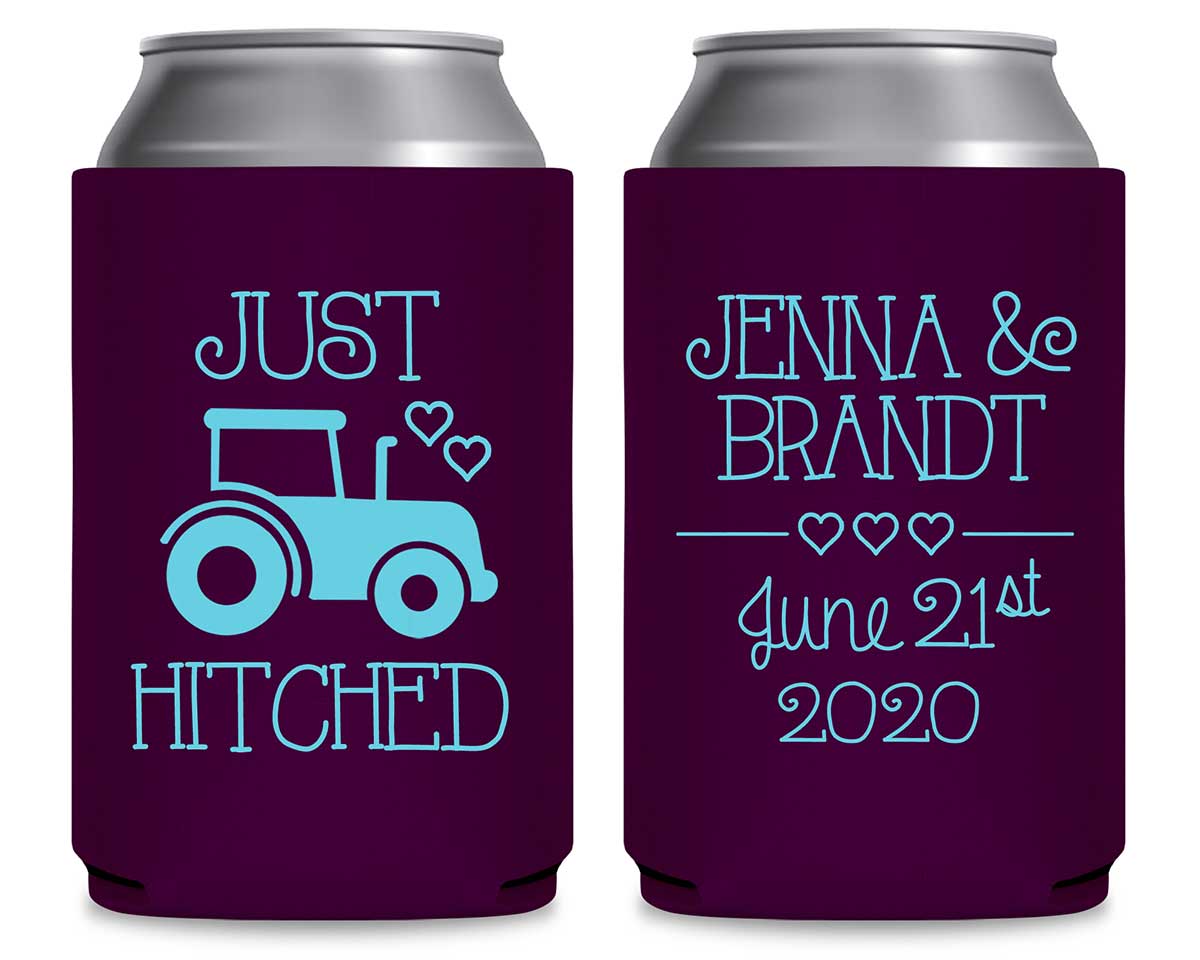 Just Hitched 1B Tractor Design Foldable Can Koozies Wedding Gifts for Guests