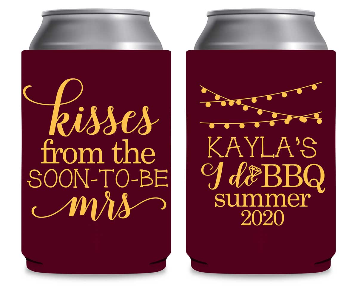 Kisses From The Soon-To-Be Mrs Foldable Can Koozies Wedding Gifts for Guests