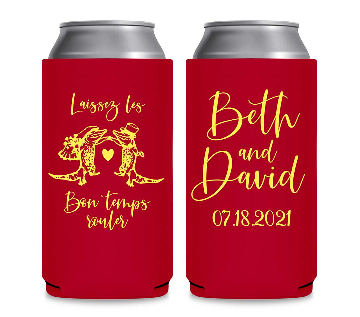 Laissez Les Bon Temps Rouler 1B Foldable 12 oz Slim Can Koozies Wedding Gifts for Guests