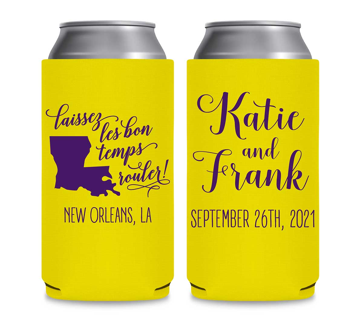 Laissez Les Bon Temps Rouler 2A Foldable 12 oz Slim Can Koozies Wedding Gifts for Guests