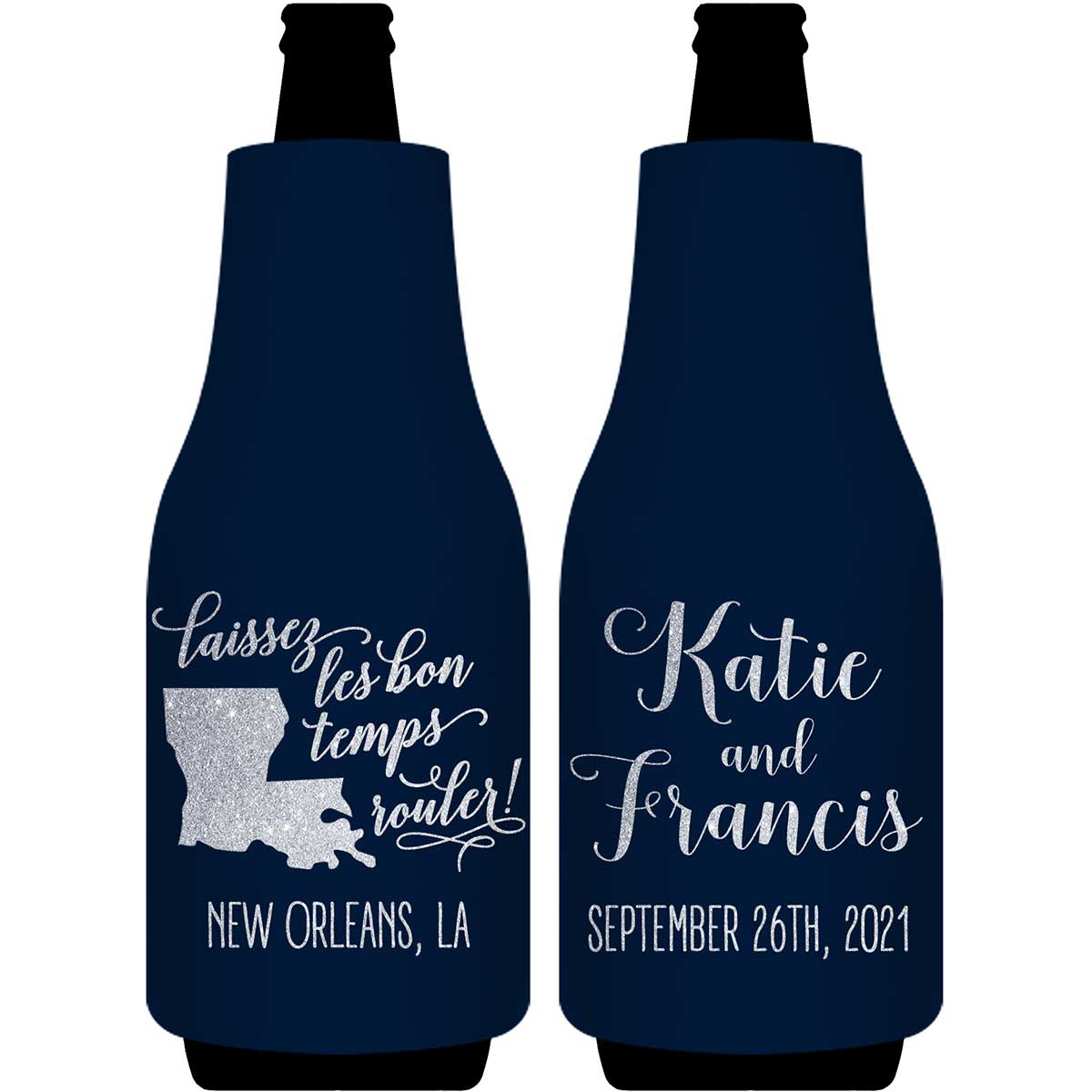Laissez Les Bon Temps Rouler 2A Foldable Bottle Sleeve Koozies Wedding Gifts for Guests