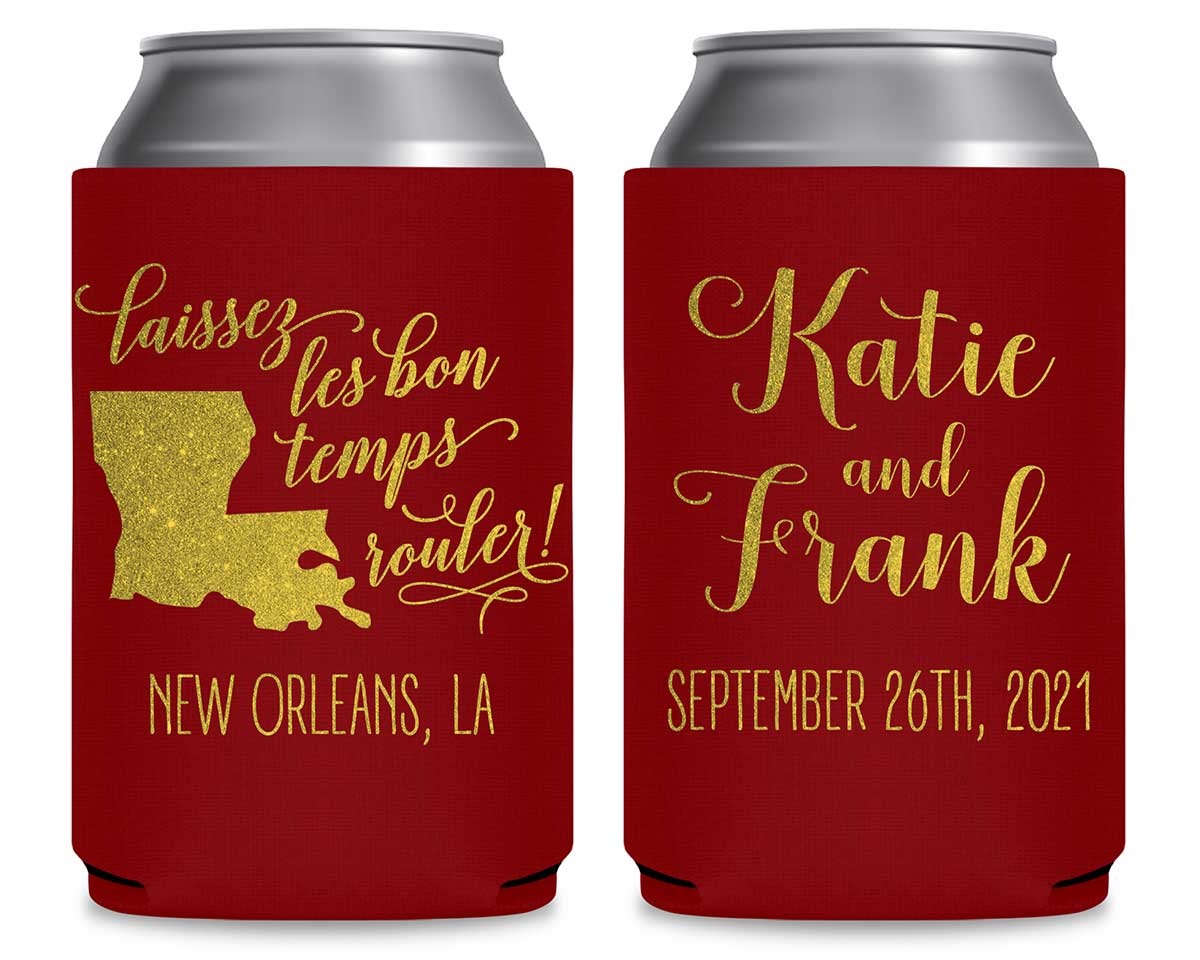 Laissez Les Bon Temps Rouler 2A Foldable Can Koozies Wedding Gifts for Guests