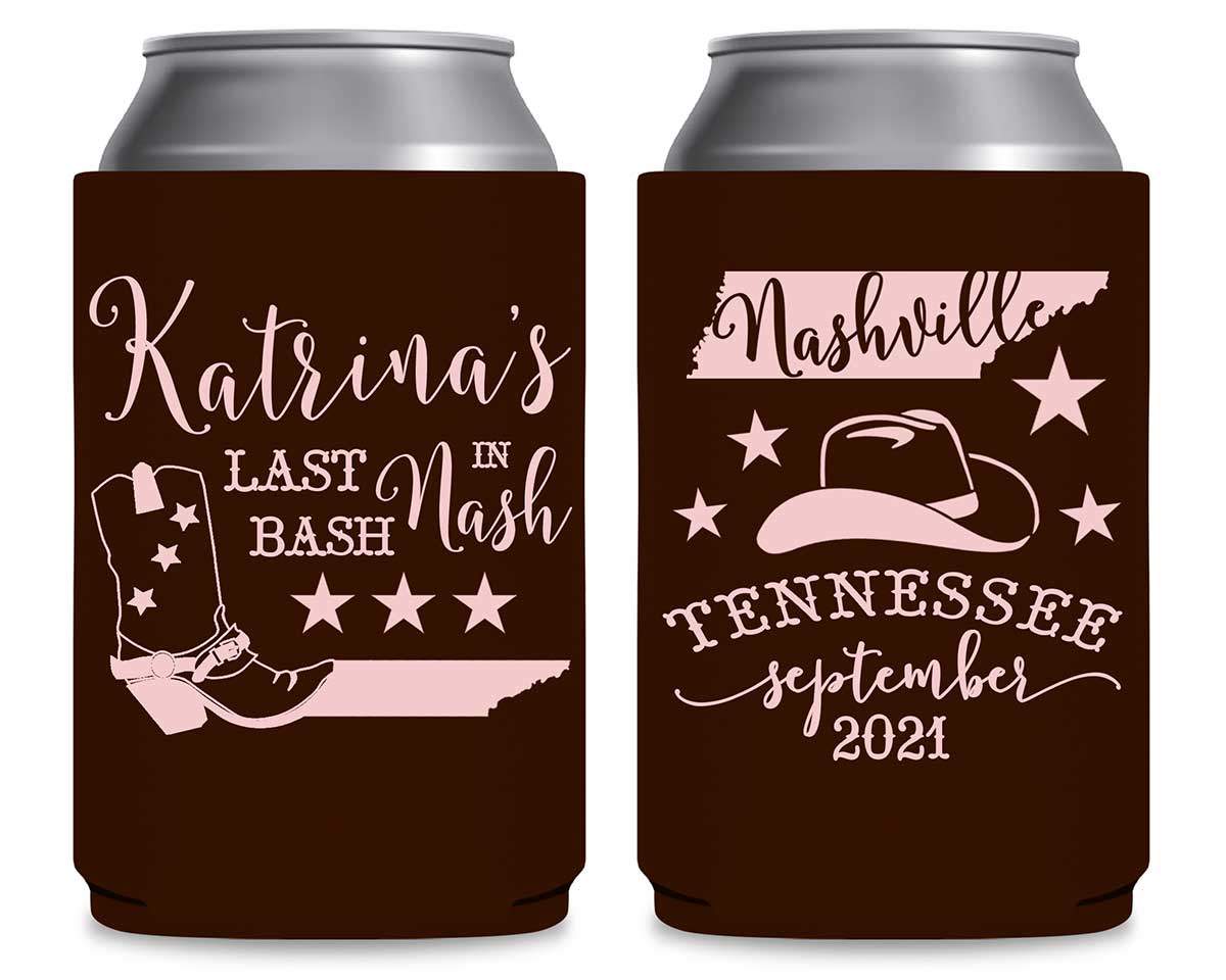 Last Bash In Nash 1A Foldable Can Koozies Wedding Gifts for Guests