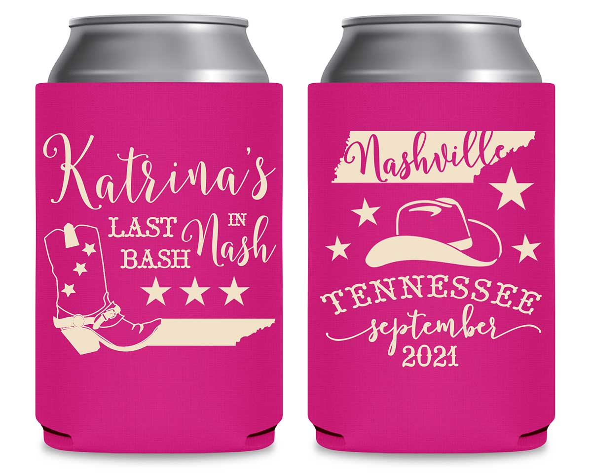 Last Bash In Nash 1A Foldable Can Koozies Wedding Gifts for Guests