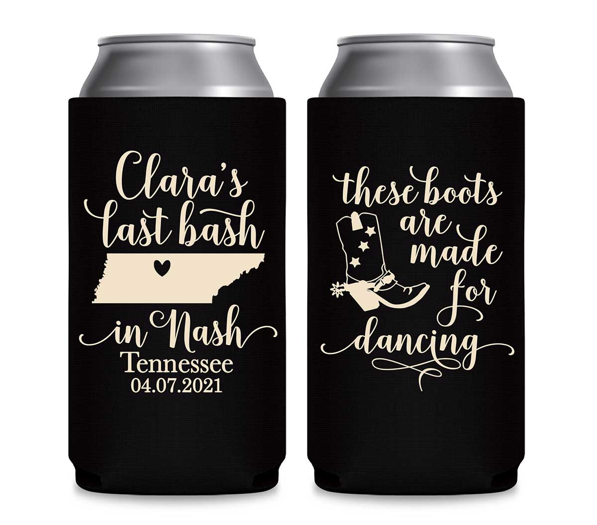 Last Bash In Nash 2A Foldable 12 oz Slim Can Koozies Wedding Gifts for Guests