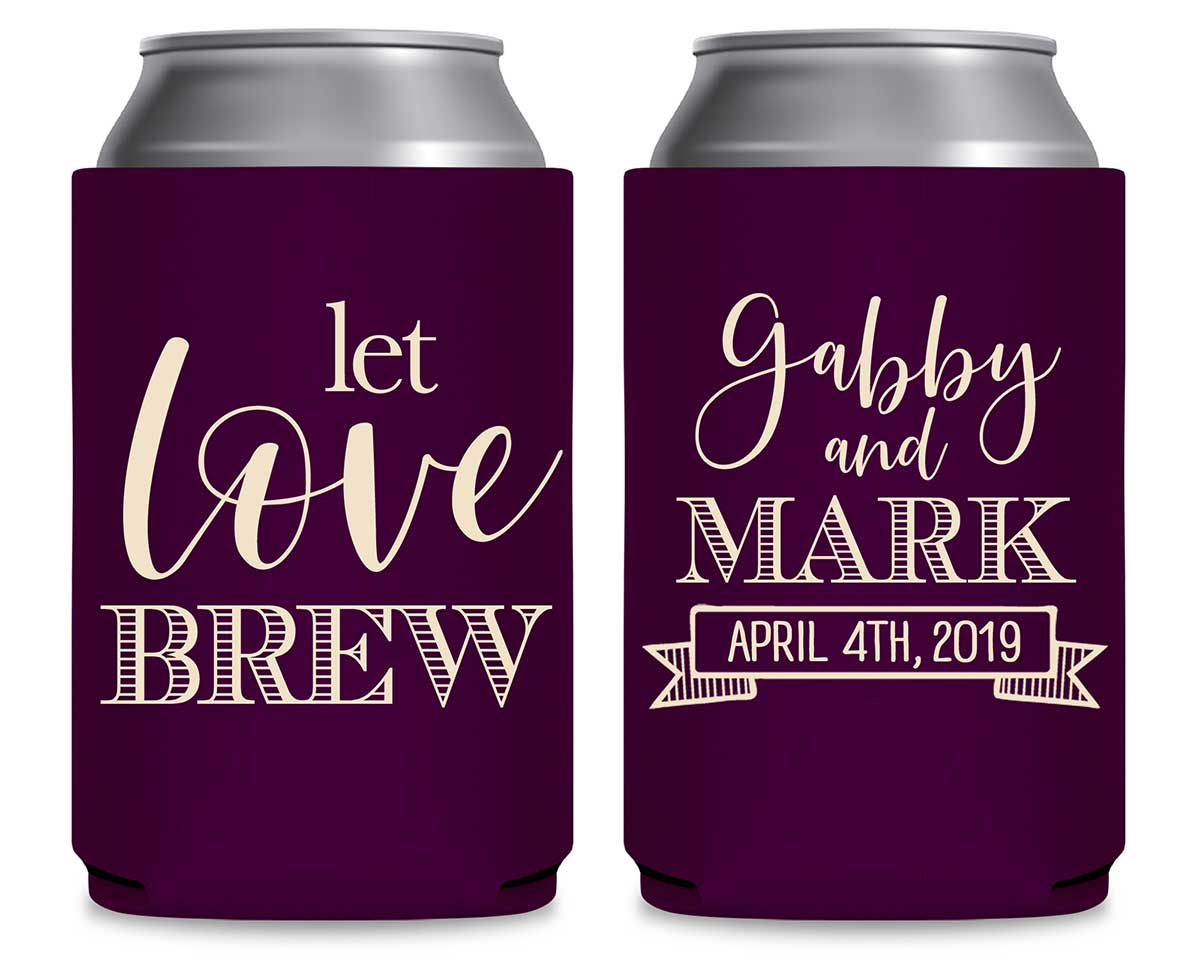 Let Love Brew 1A Foldable Can Koozies Wedding Gifts for Guests