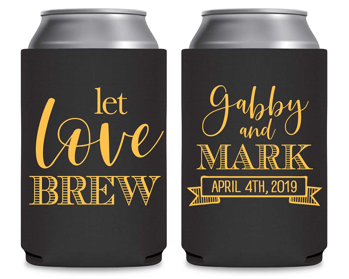 Let Love Brew 1A Foldable Can Koozies Wedding Gifts for Guests