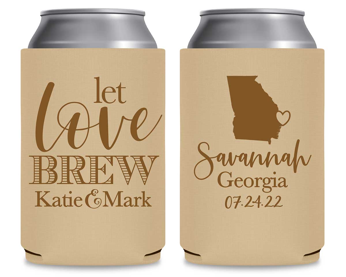 Let Love Brew 1B Any Map Foldable Can Koozies Wedding Gifts for Guests