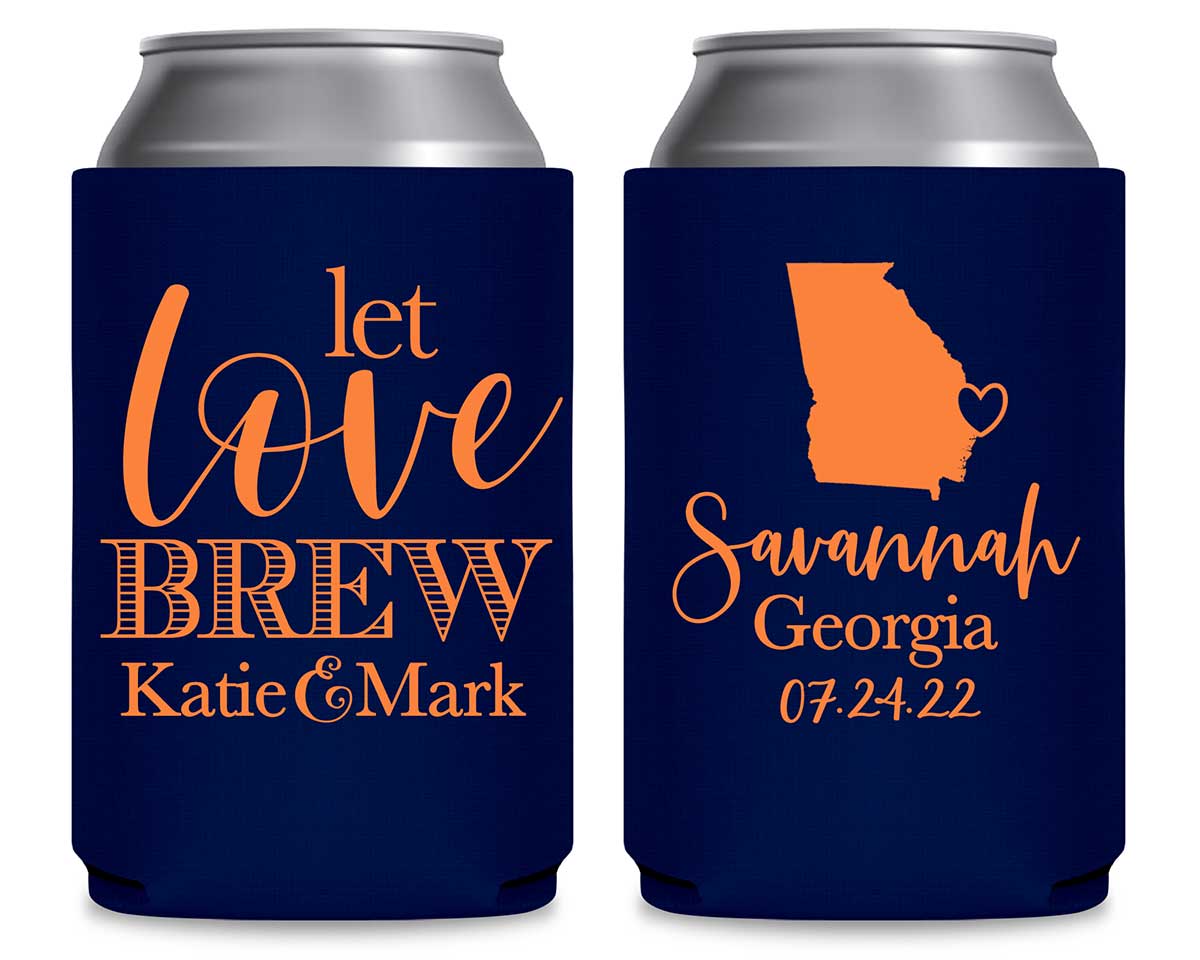 Let Love Brew 1B Any Map Foldable Can Koozies Wedding Gifts for Guests
