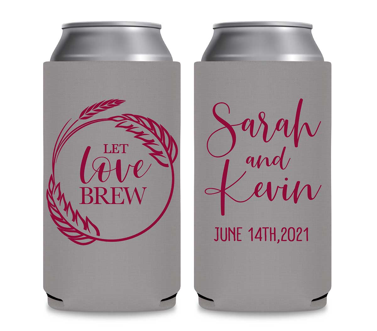 Let Love Brew 2A Foldable 12 oz Slim Can Koozies Wedding Gifts for Guests