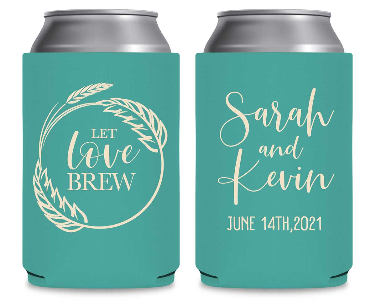 Let Love Brew 2A Foldable Can Koozies Wedding Gifts for Guests