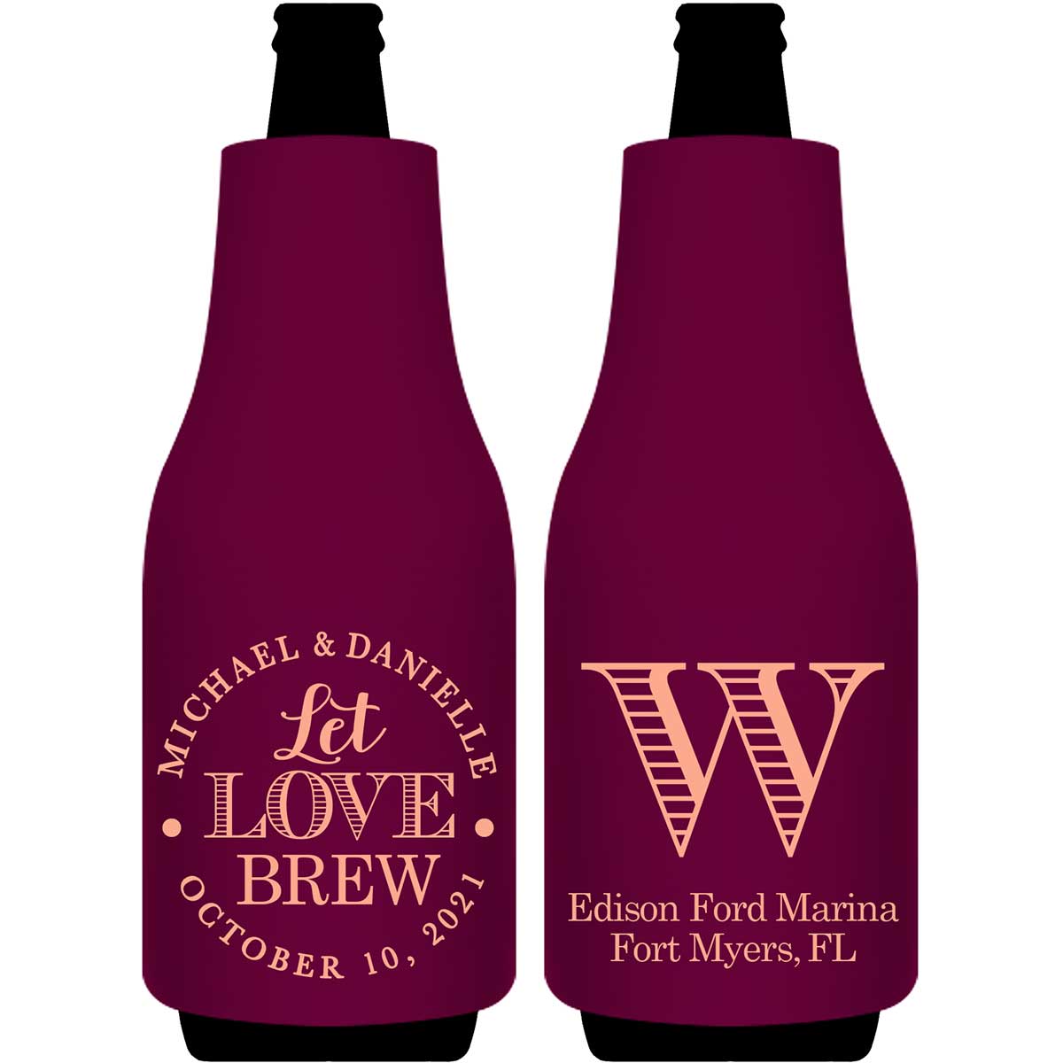 Let Love Brew 3A Foldable Bottle Sleeve Koozies Wedding Gifts for Guests