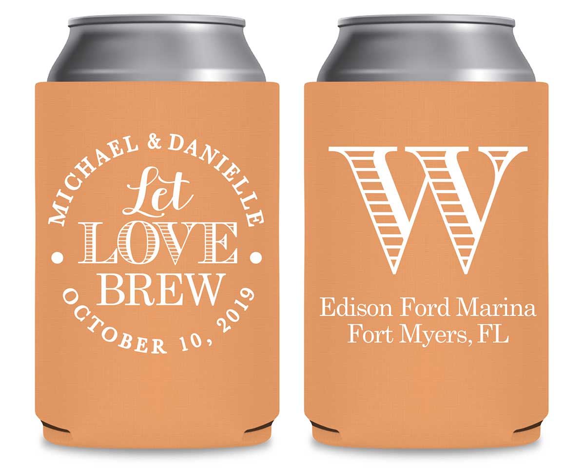 Let Love Brew 3A Foldable Can Koozies Wedding Gifts for Guests