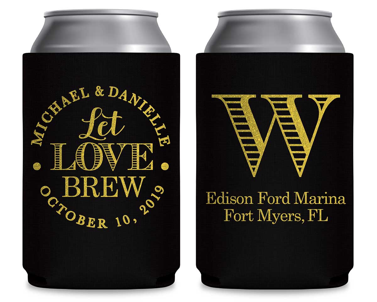 Let Love Brew 3A Foldable Can Koozies Wedding Gifts for Guests