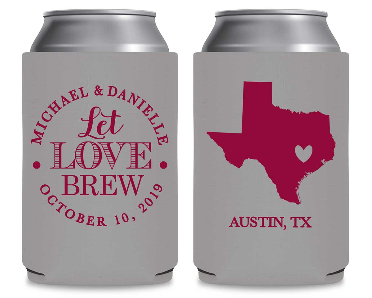 Let Love Brew 3B Any Map Foldable Can Koozies Wedding Gifts for Guests