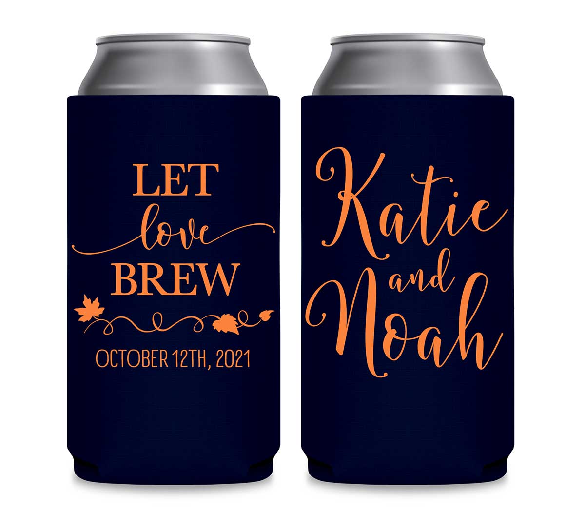 Let Love Brew 4A Foldable 12 oz Slim Can Koozies Wedding Gifts for Guests
