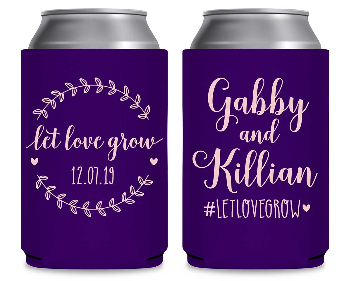 Let Love Grow 2A Foldable Can Koozies Wedding Gifts for Guests