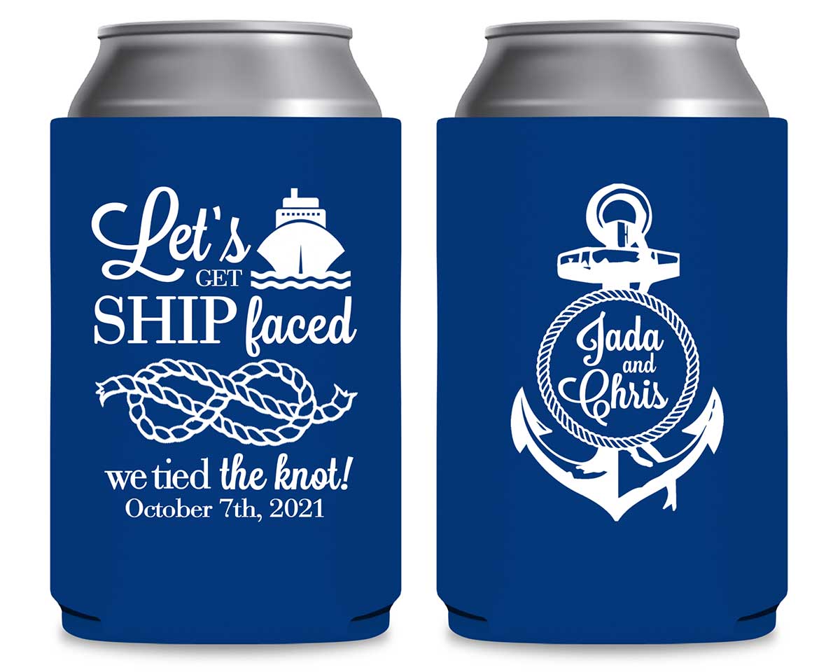 Let's Get Ship Faced 1A Anchor Foldable Can Koozies Wedding Gifts for Guests