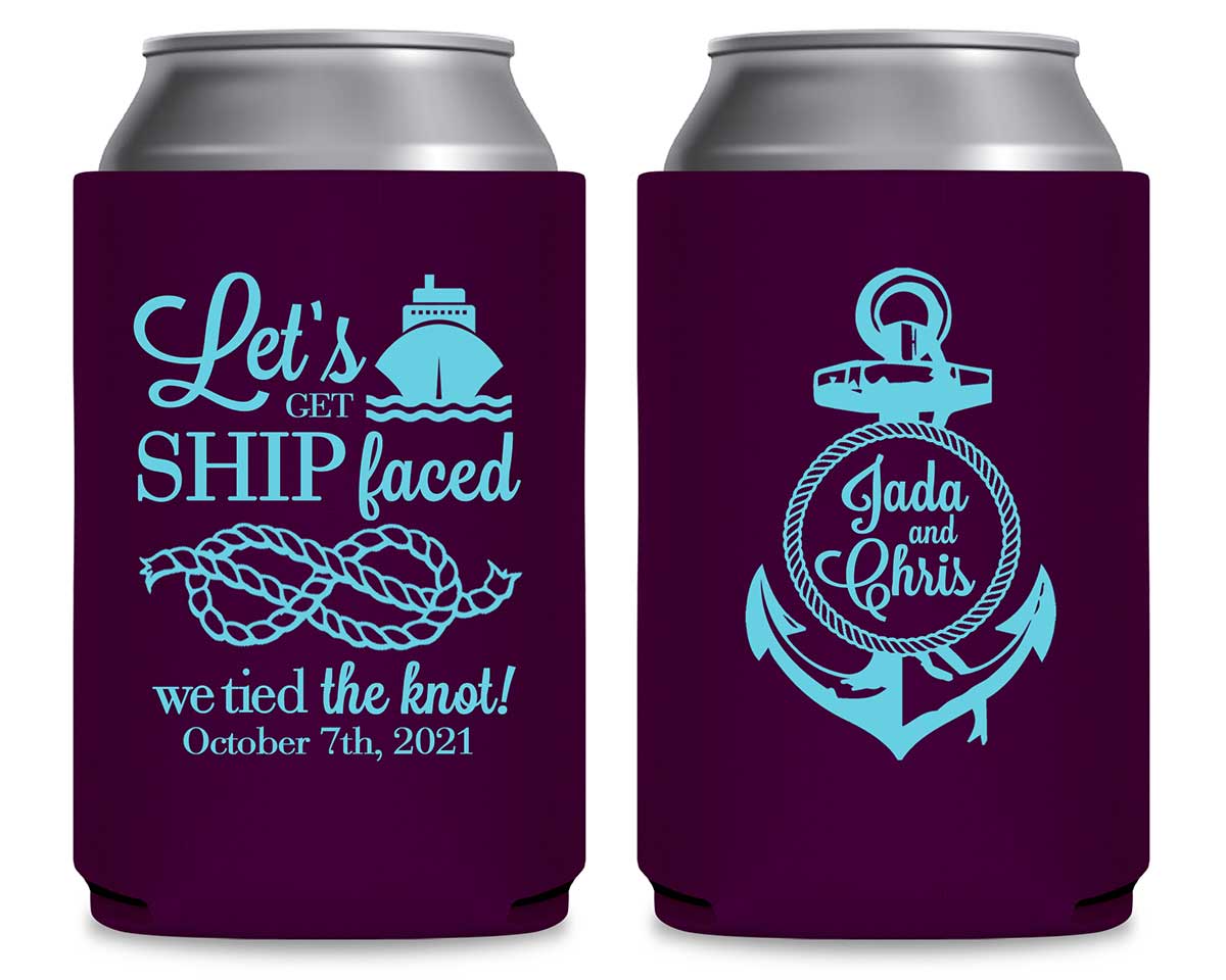 Let's Get Ship Faced 1A Anchor Foldable Can Koozies Wedding Gifts for Guests
