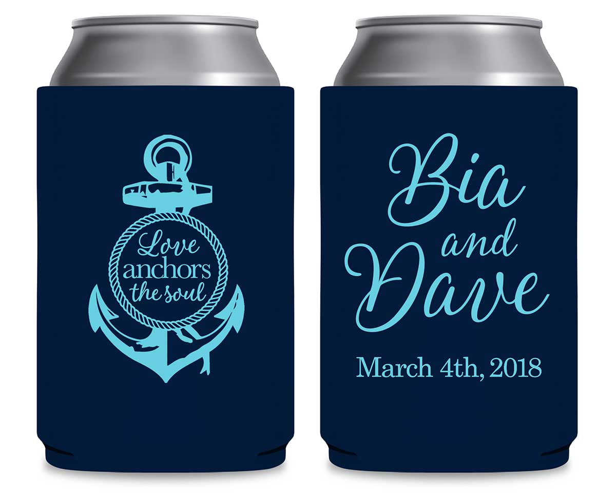 Love Anchors The Soul 1A Foldable Can Koozies Wedding Gifts for Guests