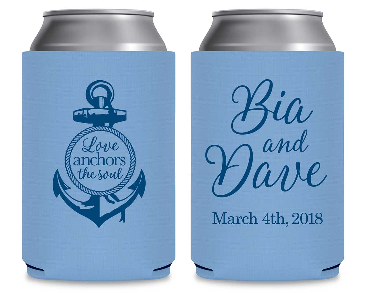 Love Anchors The Soul 1A Foldable Can Koozies Wedding Gifts for Guests