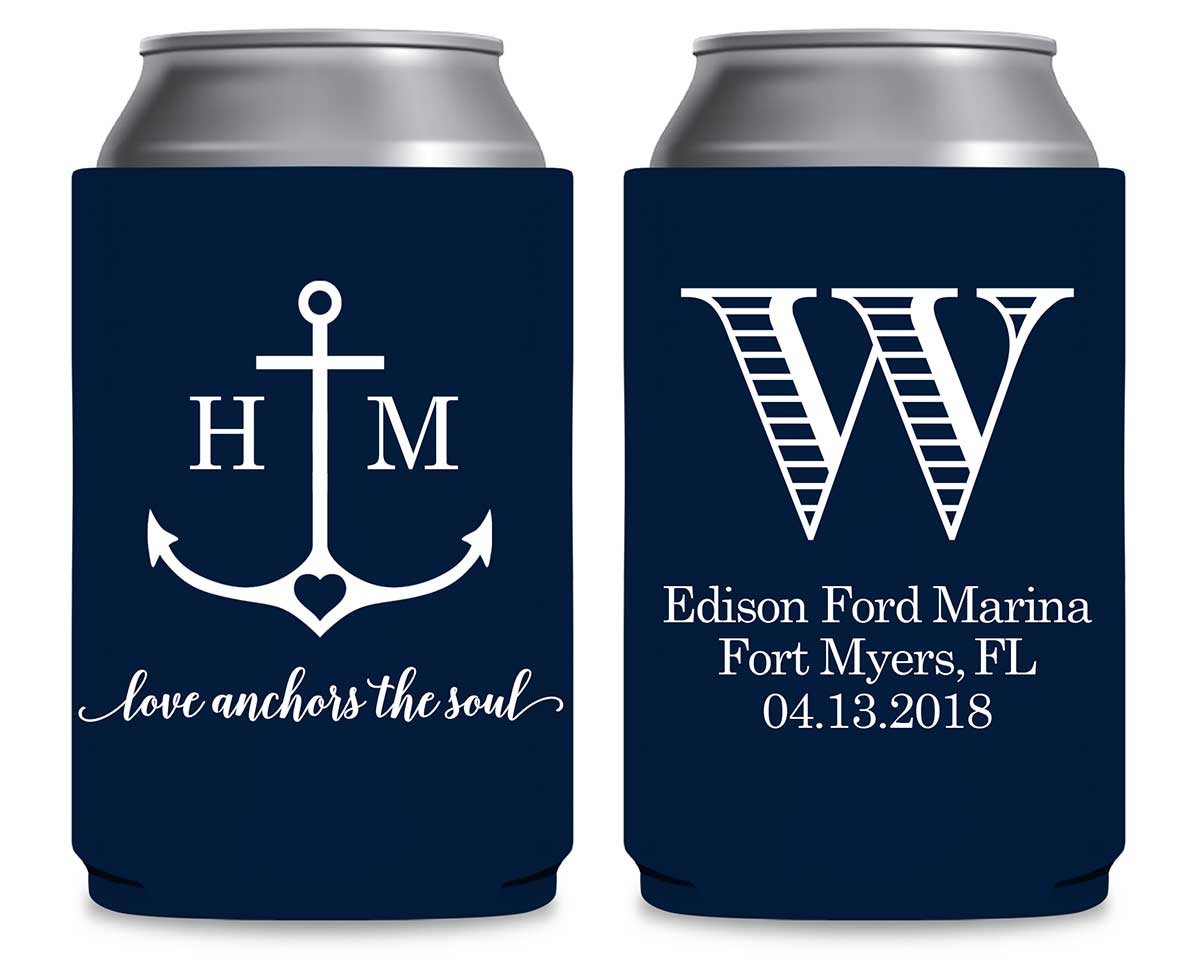 Love Anchors The Soul 2A Foldable Can Koozies Wedding Gifts for Guests