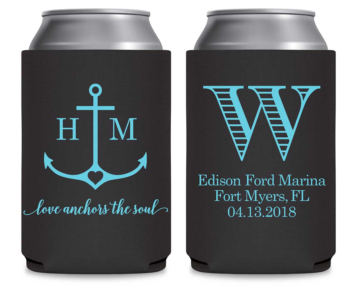 Love Anchors The Soul 2A Foldable Can Koozies Wedding Gifts for Guests