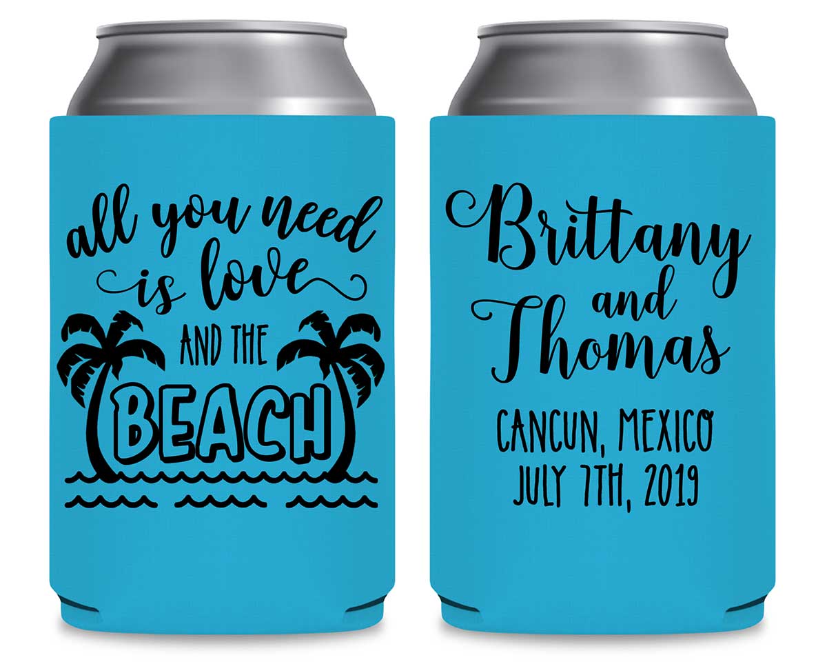 Love And The Beach 1A Foldable Can Koozies Wedding Gifts for Guests