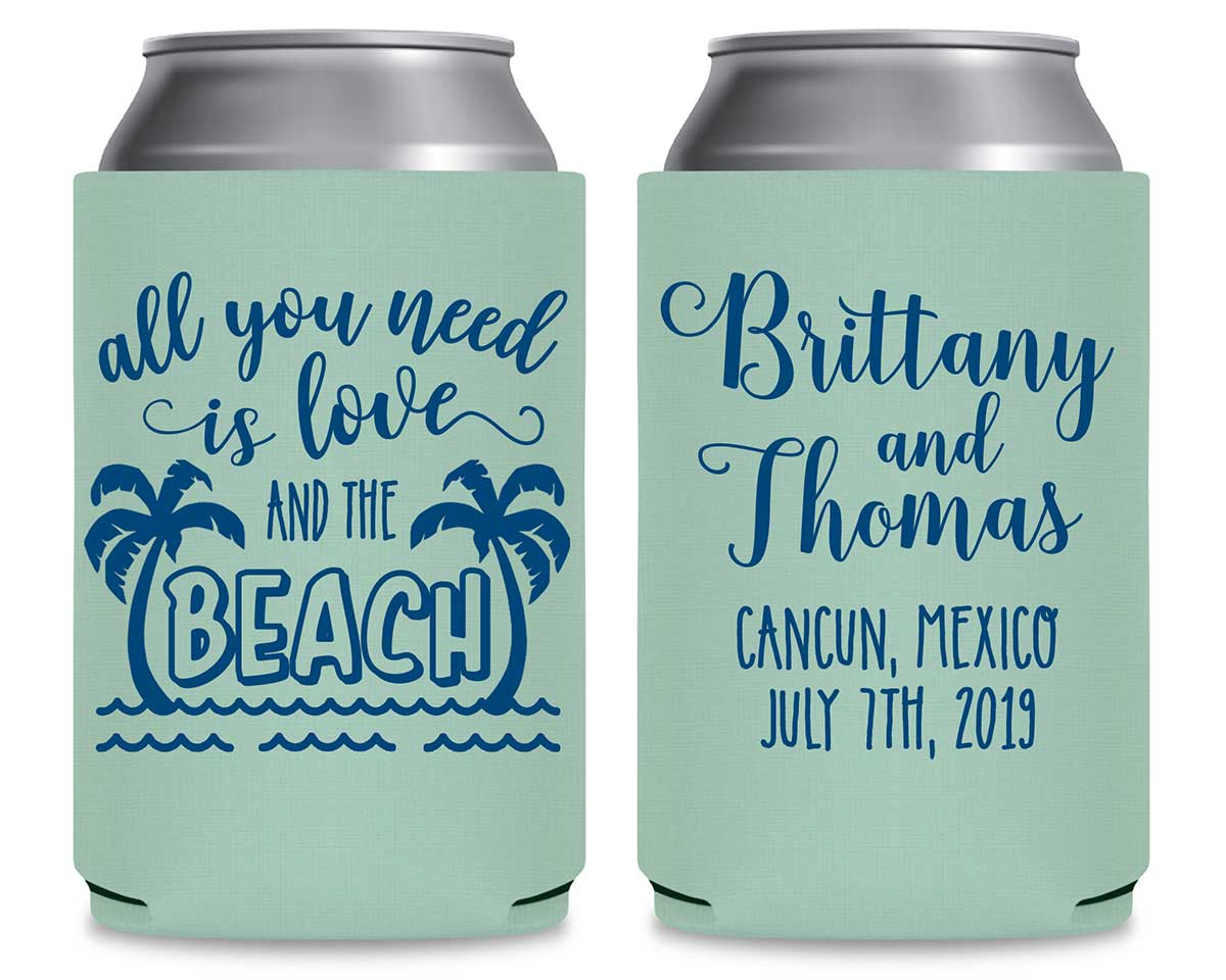 Love And The Beach 1A Foldable Can Koozies Wedding Gifts for Guests