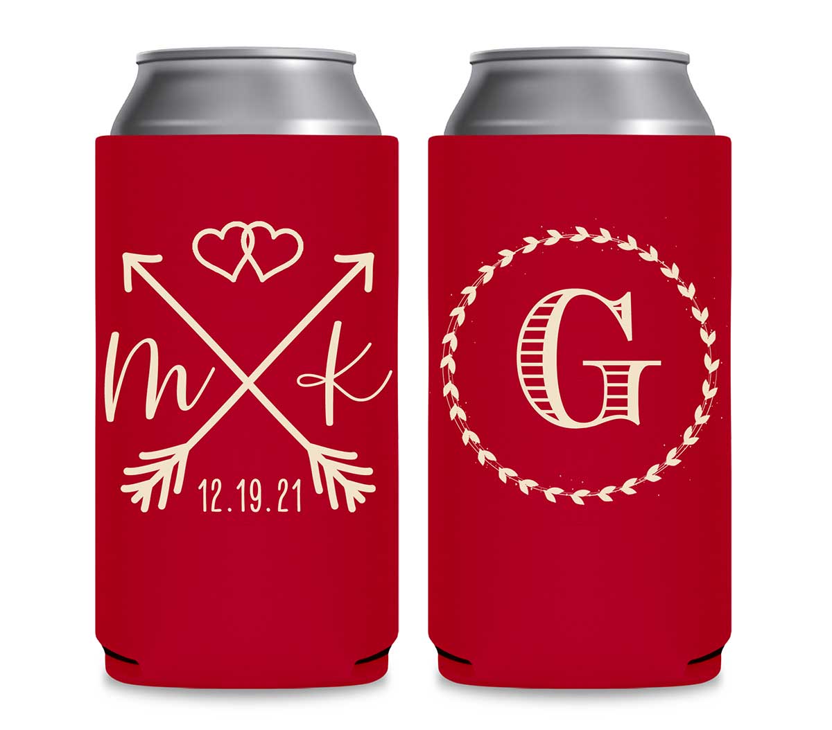 Love Arrows 1A Classic Foldable 12 oz Slim Can Koozies Wedding Gifts for Guests