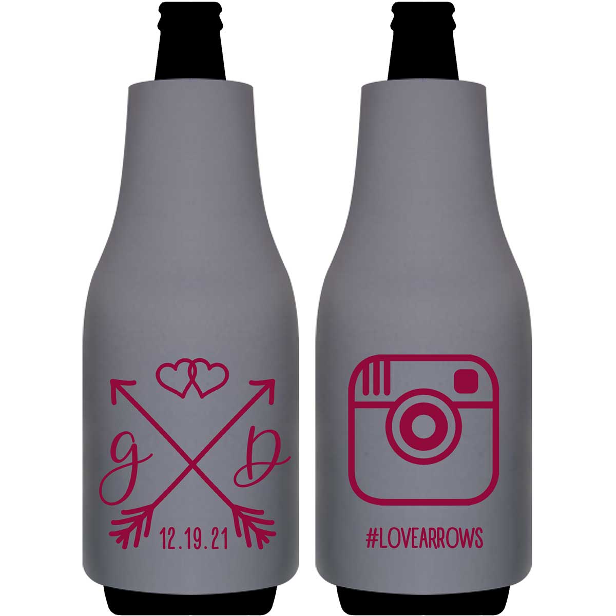Love Arrows 1C Instagram Hashtag Foldable Bottle Sleeve Koozies Wedding Gifts for Guests