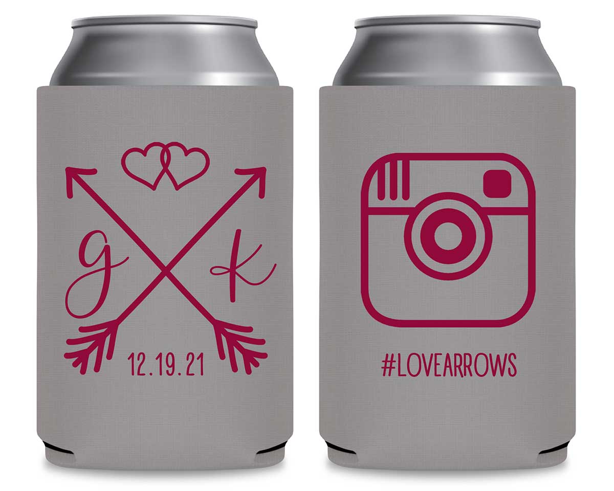 Love Arrows 1C Instagram Hashtag Foldable Can Koozies Wedding Gifts for Guests