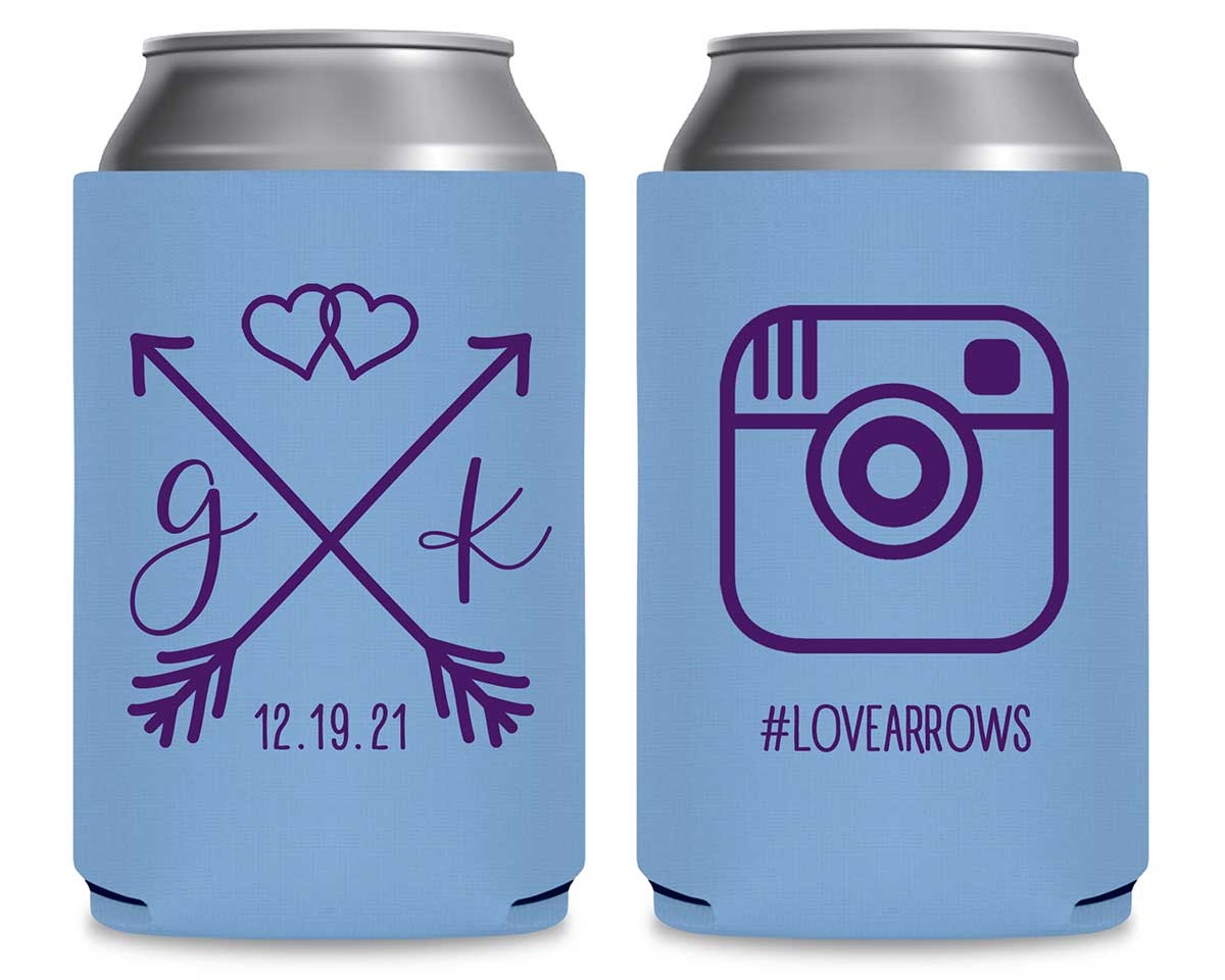 Love Arrows 1C Instagram Hashtag Foldable Can Koozies Wedding Gifts for Guests