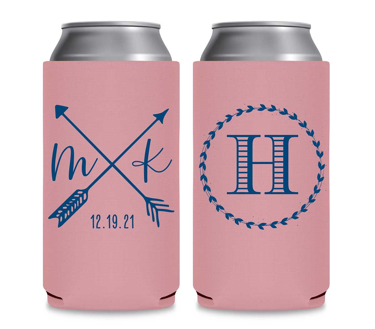 Love Arrows 2A Classic Foldable 12 oz Slim Can Koozies Wedding Gifts for Guests