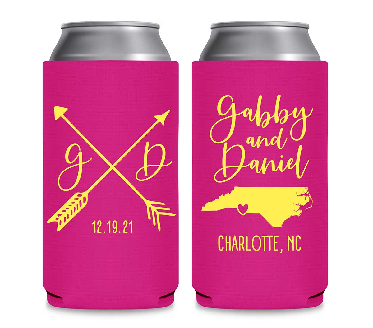 Love Arrows 2B Any Map Foldable 12 oz Slim Can Koozies Wedding Gifts for Guests