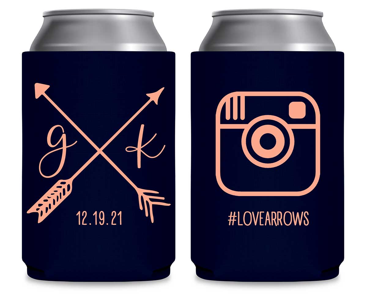 Love Arrows 2C Instagram Hashtag Foldable Can Koozies Wedding Gifts for Guests