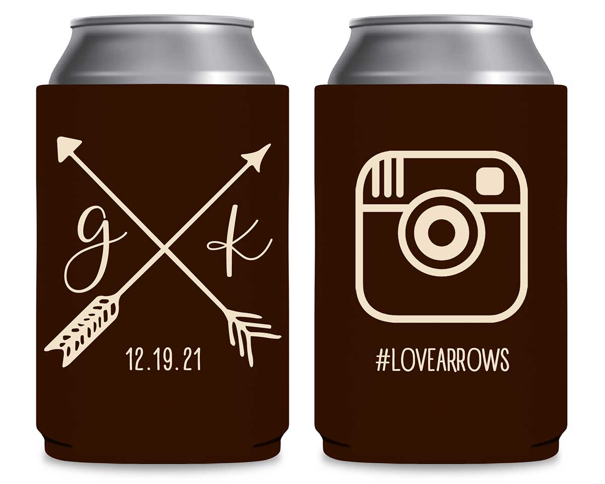 Love Arrows 2C Instagram Hashtag Foldable Can Koozies Wedding Gifts for Guests